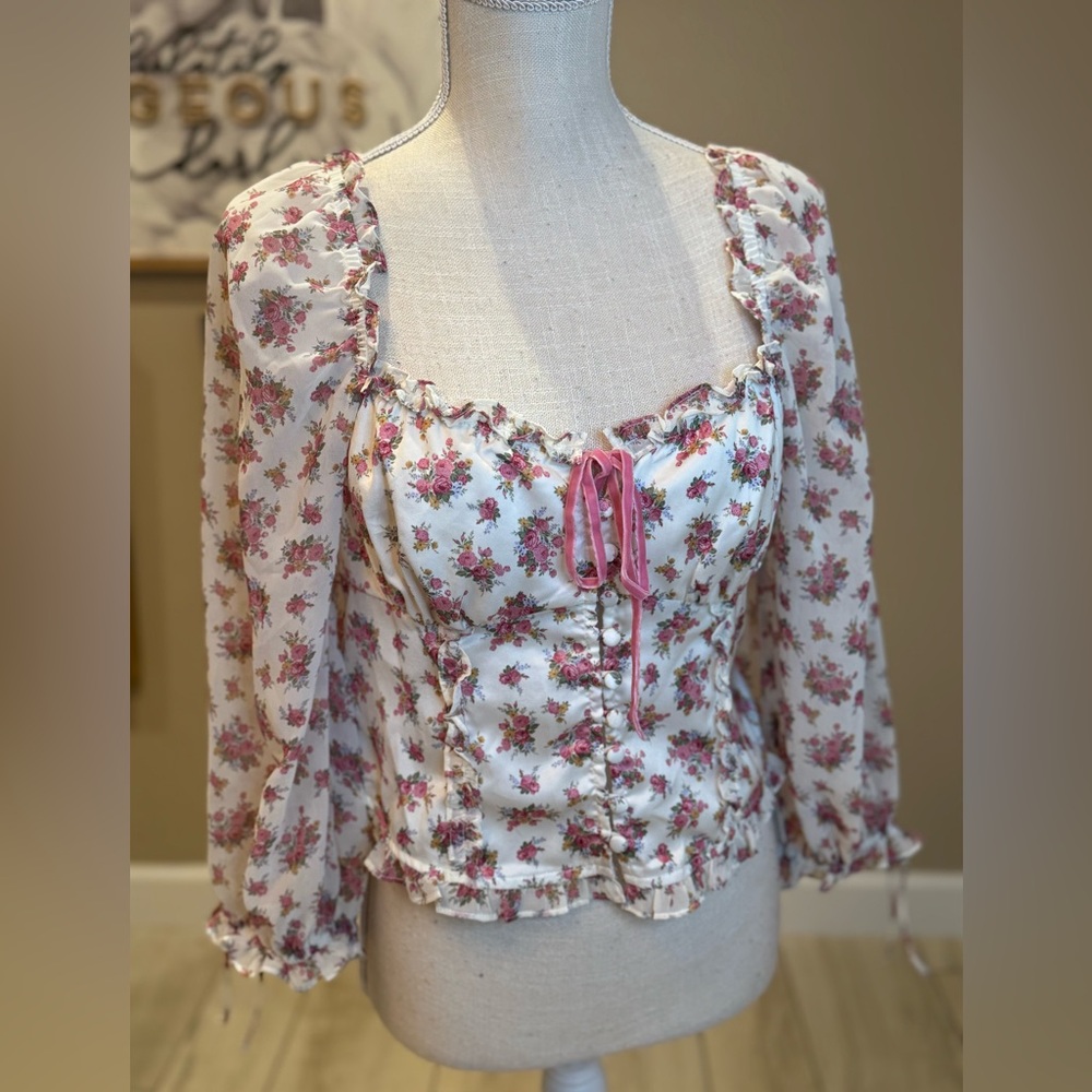 NWT! For Love And Lemons Feminine Floral Etienne Corset Blouse